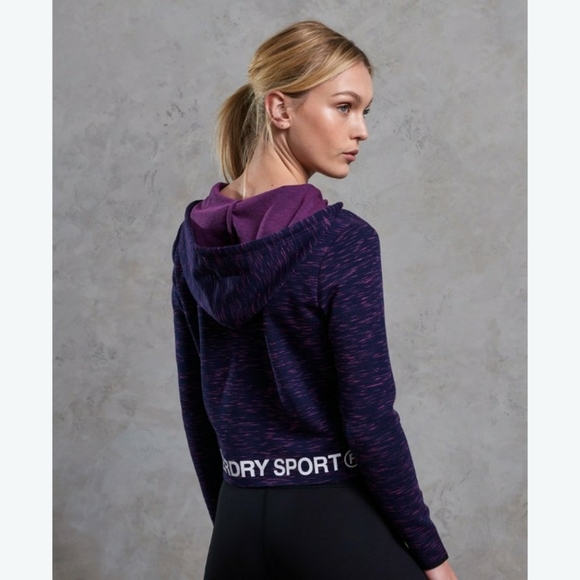 𝅺SUPERDRY Sport Gym Tech Luxe Crop Hoodie - Women's - Picture 4 of 14